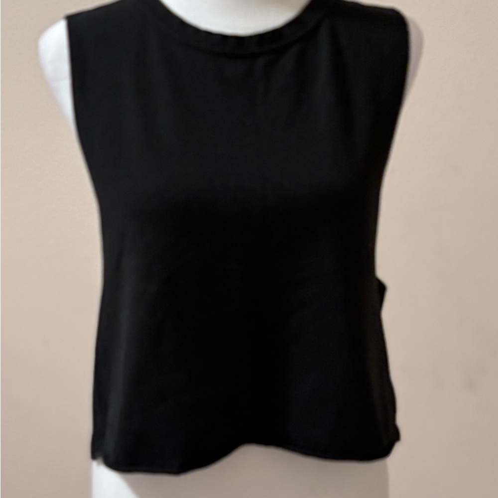 Aerie Black Boxy Crop Muscle Tee